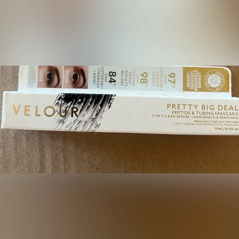 VELOUR Pretty Big Deal Peptide & Tubing Mascara BLACK New In Sealed Box